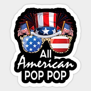 All American Pop Pop 4th of July USA America Flag Sunglasses Sticker